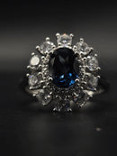 Natural Blue London Topaz Sterling Silver Cocktail Ring