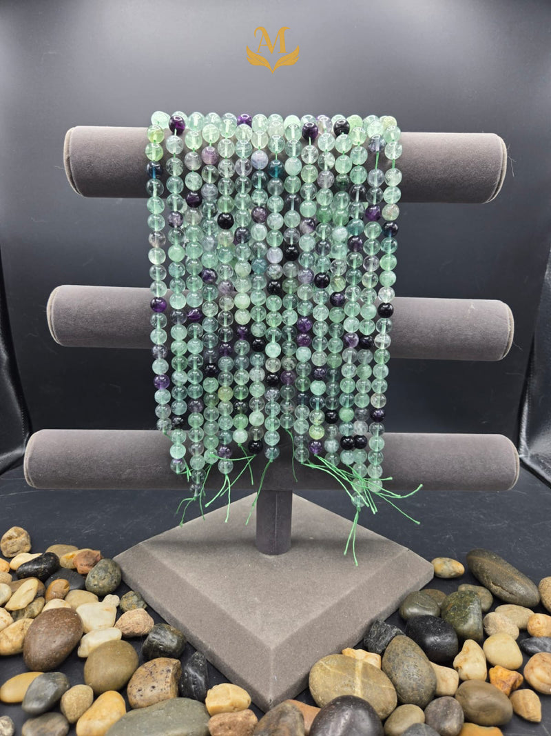 Natural African Fluorite Beads | 10mm Round | Natural Clarity | Polished Strand for Jewelry Making