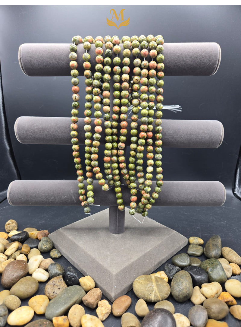 Natural Unakite Beads | 10mm Round | Polished Strand for Jewelry Making