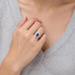 Blue London Topaz 925 Starling Silver RingRhodiun okated3