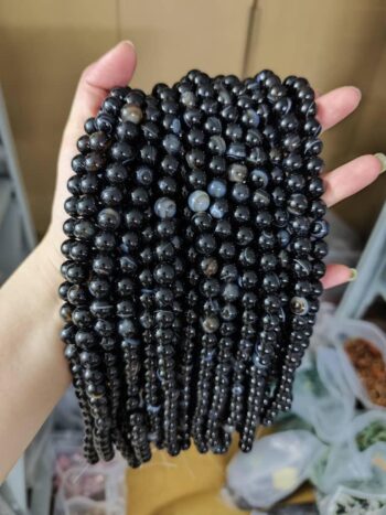Natural Striped Black Agate Beads
