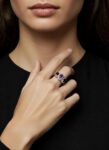 Natural Black Tourmaline & Amethyst Sterling Silver Ring