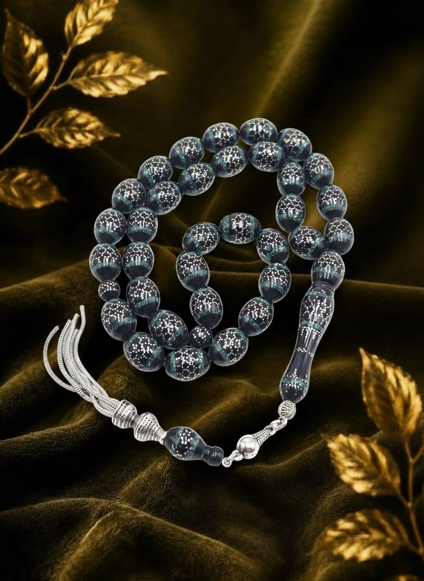 Emerald Hive Kuk Rosary – 925 Silver Inlay & Emerald Green Accents Emerald Hive Kuk Rosary – 925 Silver Inlay & Emerald Green Accents