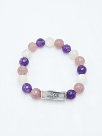Inner Peace Bracelet, Amethyst Bracelet, Pink Opal Bracelet, White Moonstone Bracelet, Emotional Balance Jewelry, Calming Energy Bracelet, Self Love Jewelry, Intention Bracelet, Healing Crystal Bracelet, Mindfulness Jewelry, Inner Code 925, Sterling Silver Bracelet, Unisex Gemstone Bracelet, Luxury Wellness Jewelry, Malak Aura Bracelet