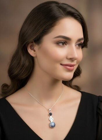 10-capricorn - black saffron Agate Birthstone Necklace