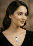 11-Aquarius- Dark Sky Blue Agate Birthstone Necklace