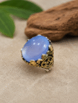 Malak Aura Sky Blue Yemeni Agate Ring – 925 Silver