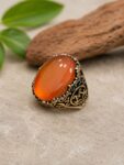 Royal Apricot Yemni Agate 925 Silver Ring