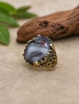 Royal Floral Banded Yemni Agate 925 Ring