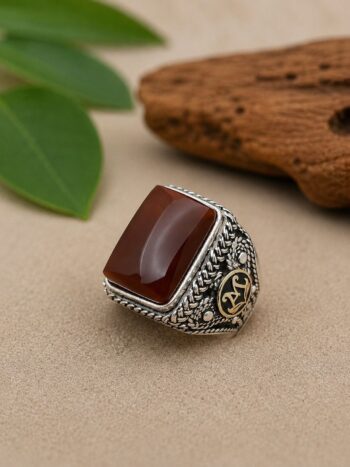 Royal Liver Red Yemni Agate 925 Silver Ring