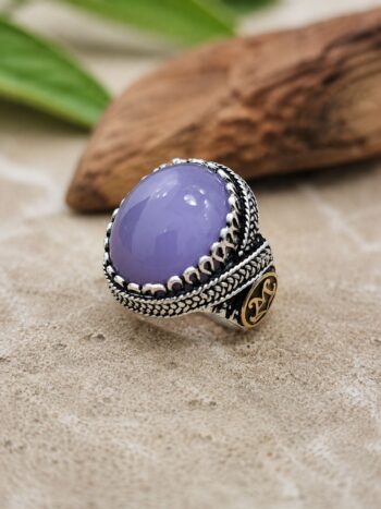 Malak Aura Royal Violet Yemeni Agate Ring – 925 Silver