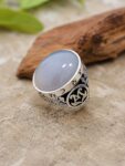 Malak Aura Royal White Aqua Yemeni Agate Ring – 925 Silver