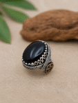 Malak Aura Royal Black Yemeni Agate Ring – 925 Silver