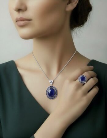 Yemeni Blue Violet Agate Jewelry Set
